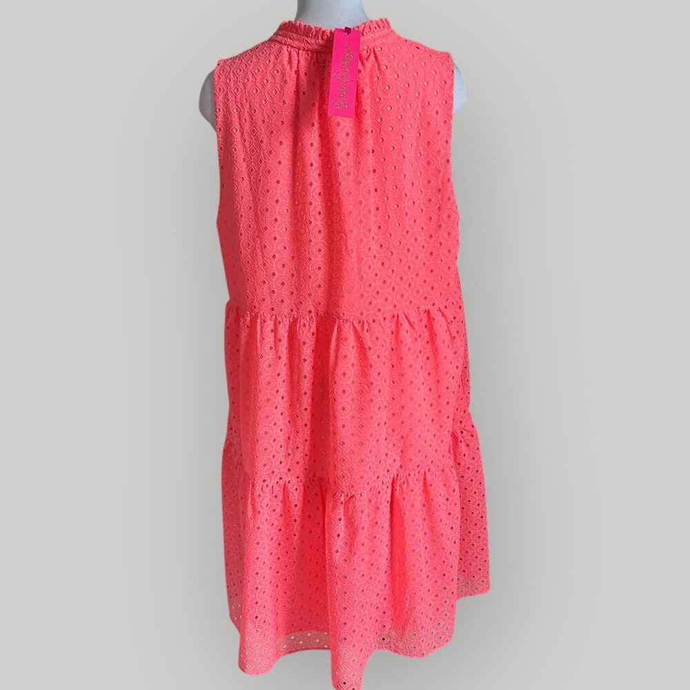Lilly Pulitzer Women's NOVELLA DRESS Coral Mini Medallion Chiffon New w/Tags XL - Picture 4 of 8